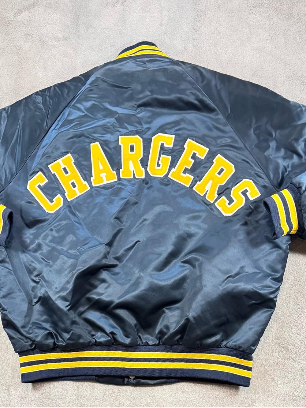 Vintage 80’s 90’s San Diego Chargers Satin Chalk Line Jacket Size L USA Spellout